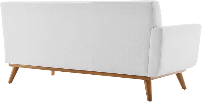 Modway Engage Mid-Century Modern Upholstered Fabric Left-Arm Loveseat in White