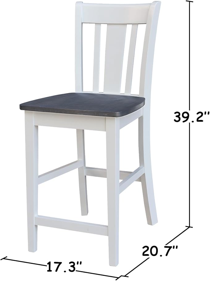 IC INTERNATIONAL CONCEPTS 30" Round Solid Wood Gray Table with 2 San Remo Counter Stools