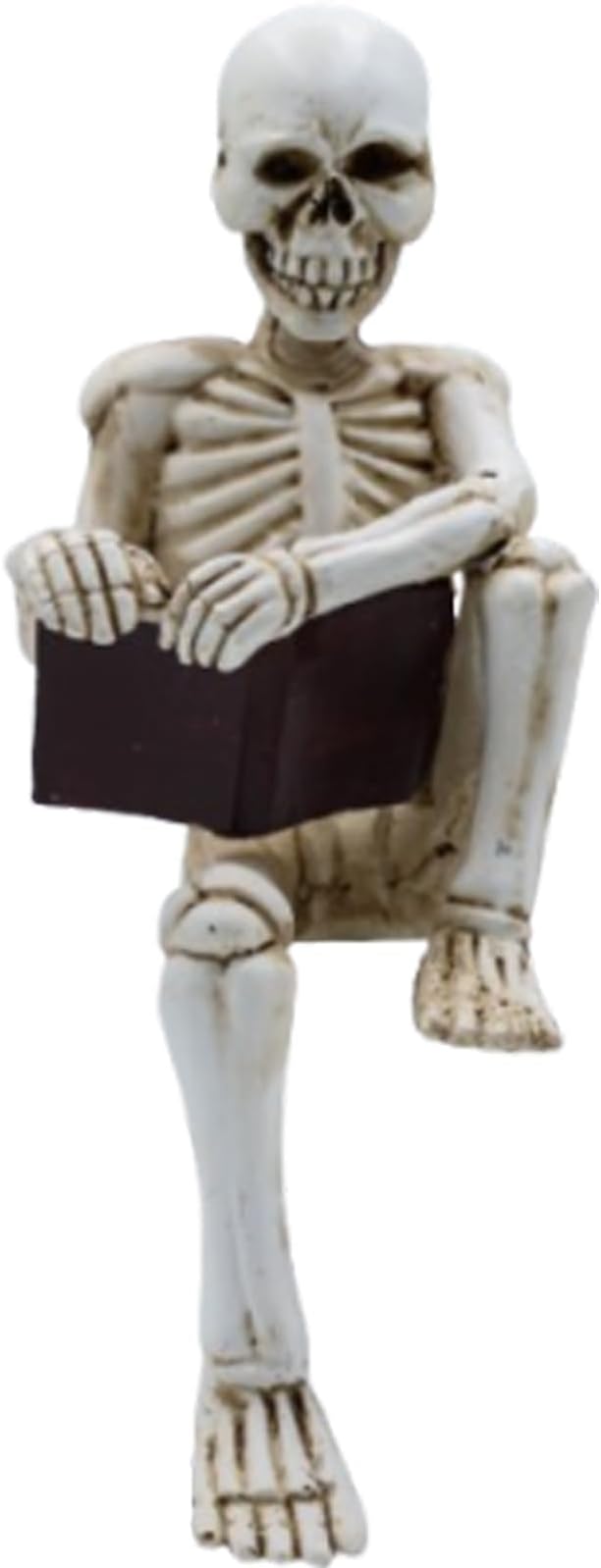 Modern Reading Figurine Decor Office, Human Skeleton Decor Library Resin Abstract Reading, Christmas Decorations Indoor Halloween for Graveyard, Thinker Style for Office Shelf Desktop