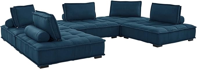 Modway Saunter, 5-Piece Sectional Sofa, Azure