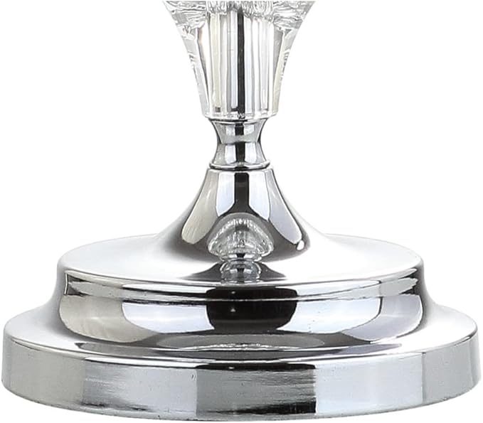 JONATHAN Y 27.5" Clear Crystal Table Lamp Set of 2 for Living Room Bedroom, Glam Traditional Chrome Nightstand Lamps, White Linen Drum Shade, LED Bulbs Included JYL2037A-SET2