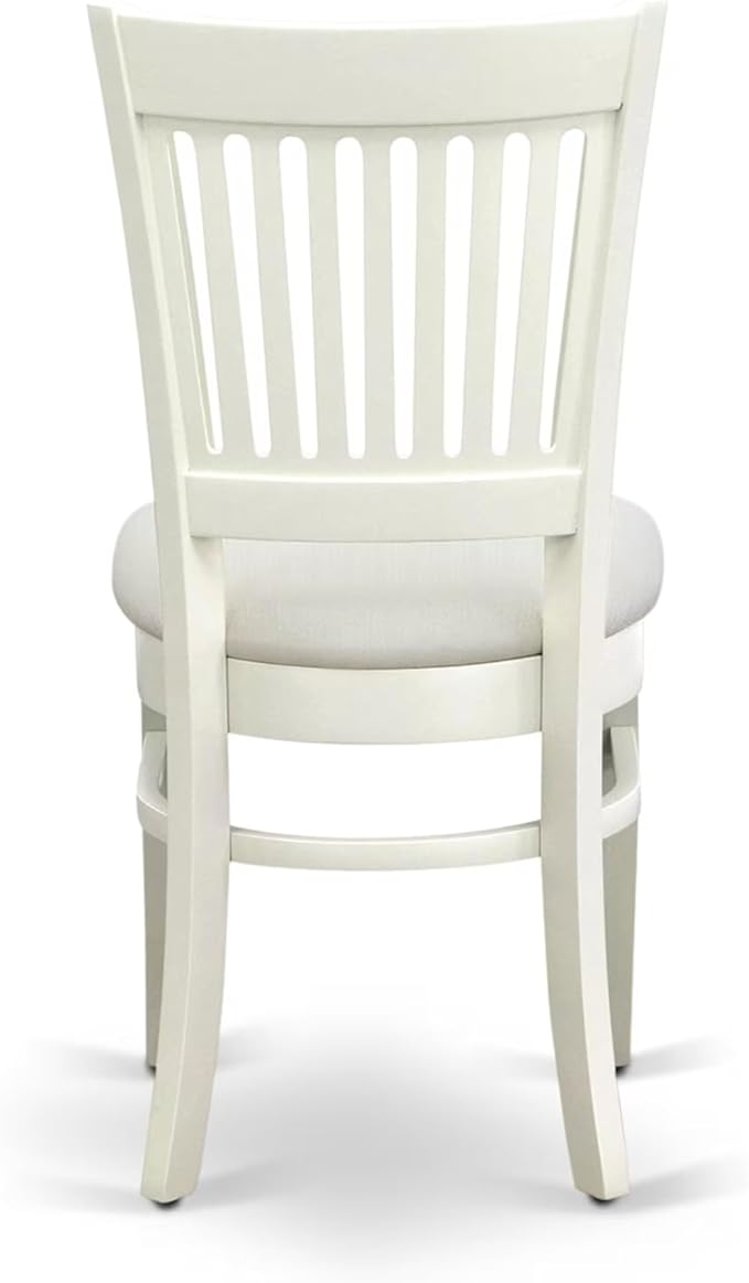 East West Furniture ANVA3-LWH-C 3 Piece Dining Table Set for Small Spaces Contains a Round Kitchen Table with Pedestal and 2 Linen Fabric Kitchen Dining Chairs, 36x36 Inch, Linen White