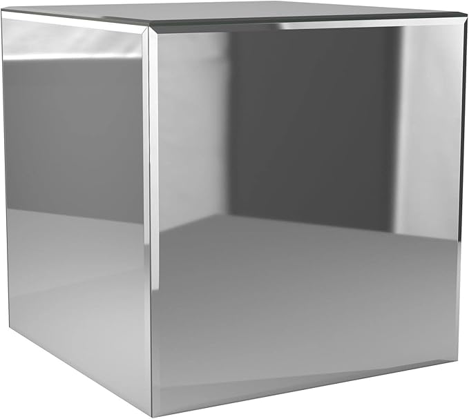 Howard Elliott Mirrored Finish Silver Cube Table Centerpiece, Showpeice Coffee Table, Home Decor Accessories Furniture for Bedroom, Livingroom, 16 x 16 x 16 Inch