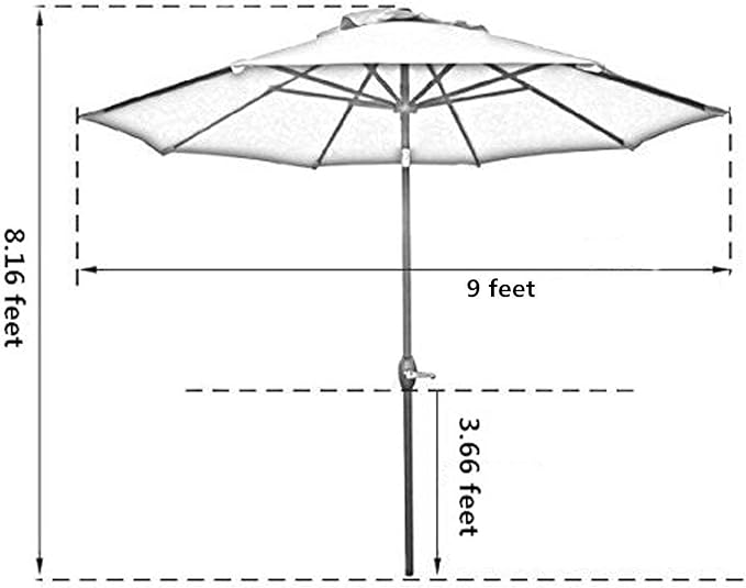 Sunnyglade 9' Patio Umbrella Outdoor Table Umbrella with 8 Sturdy Ribs (Red) | 18" 30.2-lbs Heavy Duty Round Antiqued Umbrella Base, Bronze