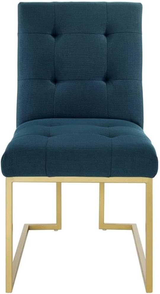 Modway Privy Upholstered Gold Stainless Steel Dining Chair in Gold Azure