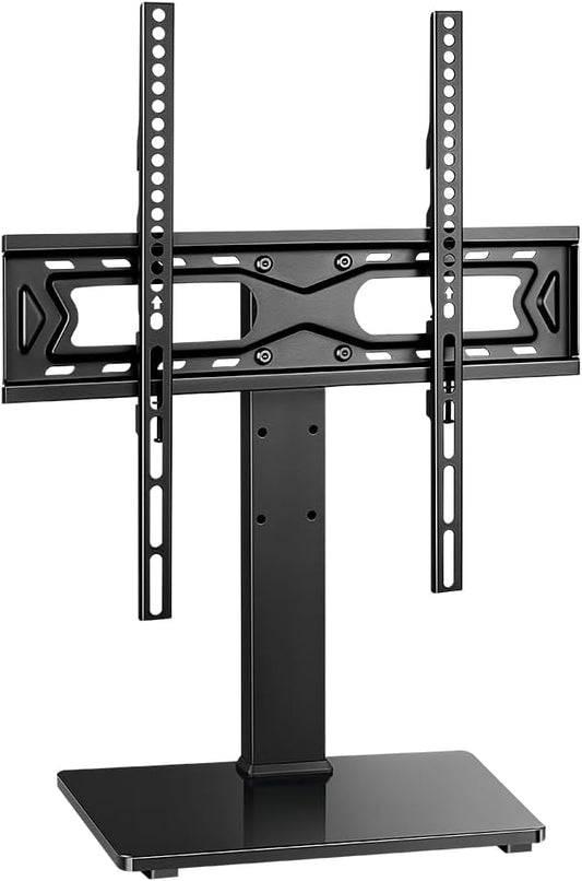 FURWOO Universal TV Stand for 27 to 65 inch LCD LED TVs 4 Level Height Adjustable TV Stand Base with Tempered Glass Base Table Top Stand Vesa 400x400mm