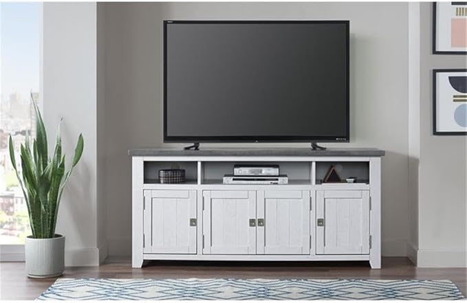 Martin Svensson Home Foundry 65" TV Stand, White Stain with Grey Top