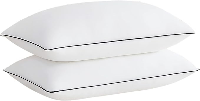 Acanva Cooling Bed Pillows for Sleeping, Luxury Hotel Quality 3D Microfiber Filling with Breathable Cover for Side Back and Stomach Sleepers, Reduces Neck Pain,Queen (Pack of 2), Black