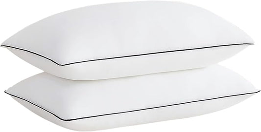 Acanva Cooling Bed Pillows for Sleeping, Luxury Hotel Quality 3D Microfiber Filling with Breathable Cover for Side Back and Stomach Sleepers, Reduces Neck Pain,Queen (Pack of 2), Black