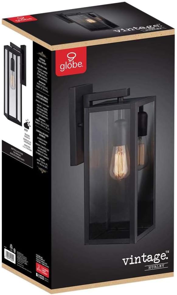 Globe Electric Vintage 1-Light Matte Black Hurley Wall Sconce