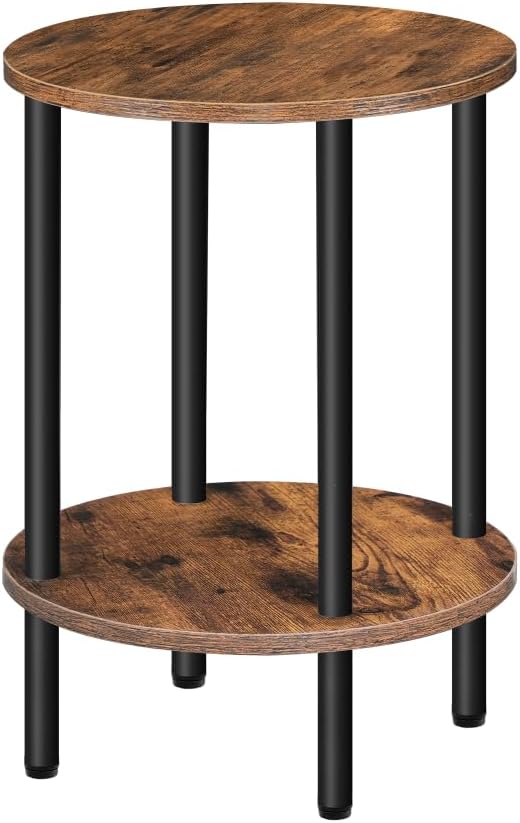 Folding Dining Table and Round Side Table,Movable Dining Table, Expandable Kitchen Table,2-Tier End Table, Small Round Nightstand with Sturdy Metal Tube TCZ01BF-TBZ01BF