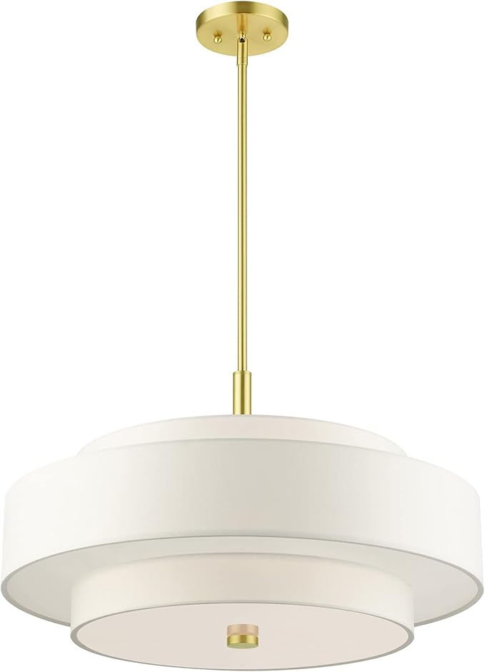 Livex Lighting 50875-12 Meridian 5 Light Chandelier, Satin Brass, 24 x 24 x 53