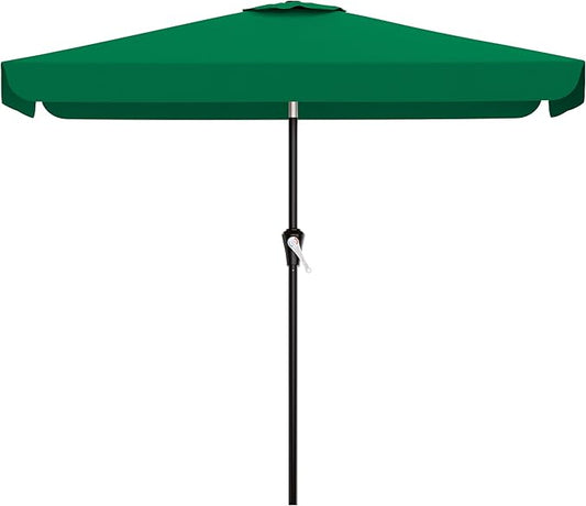 AreShark 6.5 x 10 FT Rectangular Valance Patio Umbrella, Outdoor Umbrella with Tilt and Crank, Market Table Umbrellas W/ 6 Ribs UV Protection for Garden, Deck, Backyard and Pool, Turquoise