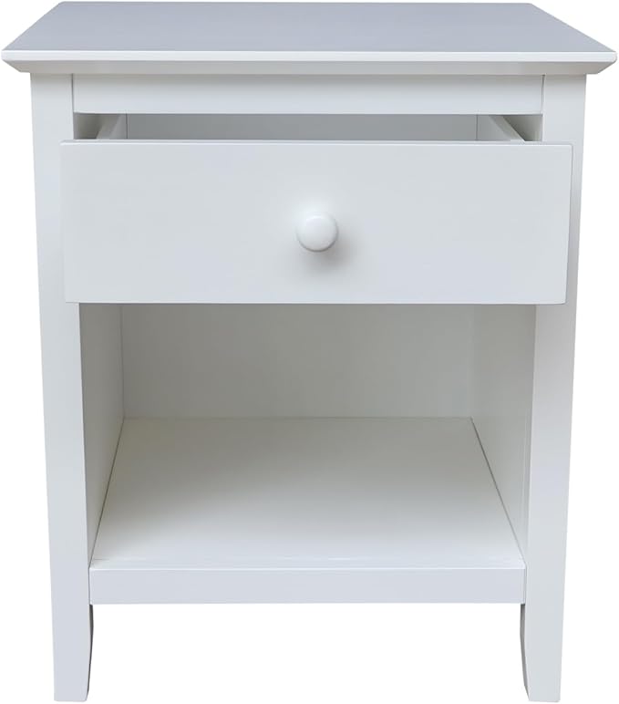 International Concepts Solid Wood Nightstand with 1 Drawer in White