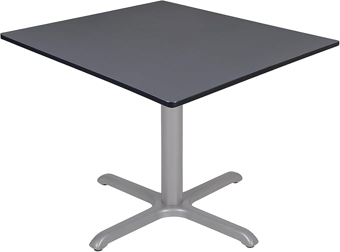 Regency Cain 48" Square X-Base Breakroom Table – Scratch Resistant Laminate Café Table for Lunchroom, Coffee Shops and Commercial Office Spaces (Grey, Grey Legs)