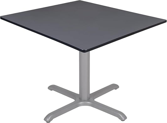 Regency Cain 48" Square X-Base Breakroom Table – Scratch Resistant Laminate Café Table for Lunchroom, Coffee Shops and Commercial Office Spaces (Grey, Grey Legs)