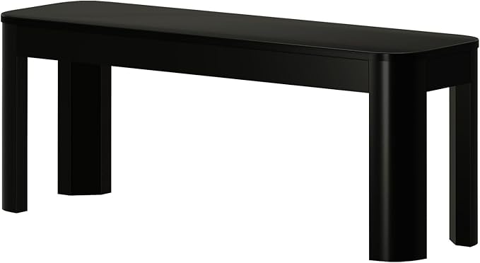 Plank+Beam Contour Bench, Modern Rounded 46 Inch Dining Bench, Bench for 60 Inch Kitchen Table, Black