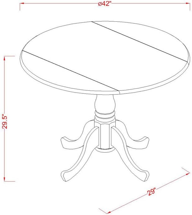 East West Furniture DLKE5-LWH-W 5 Piece Dining Room Furniture Set Includes a Round Kitchen Table with Dropleaf and 4 Dining Chairs, 42x42 Inch, Linen White