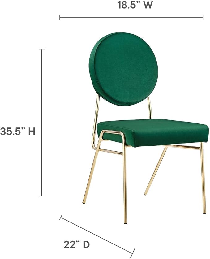 Modway Craft Performance Velvet Upholstered Side Dining Chair in Gold Green