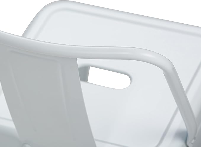 SIMPLIHOME Rayne Counter Stools (Set of 2) - 24 Inch Seat Height Metal Kitchen Seats in White, Industrial Seating for Dining Room or Kitchen with Curved Backrest and Footrest