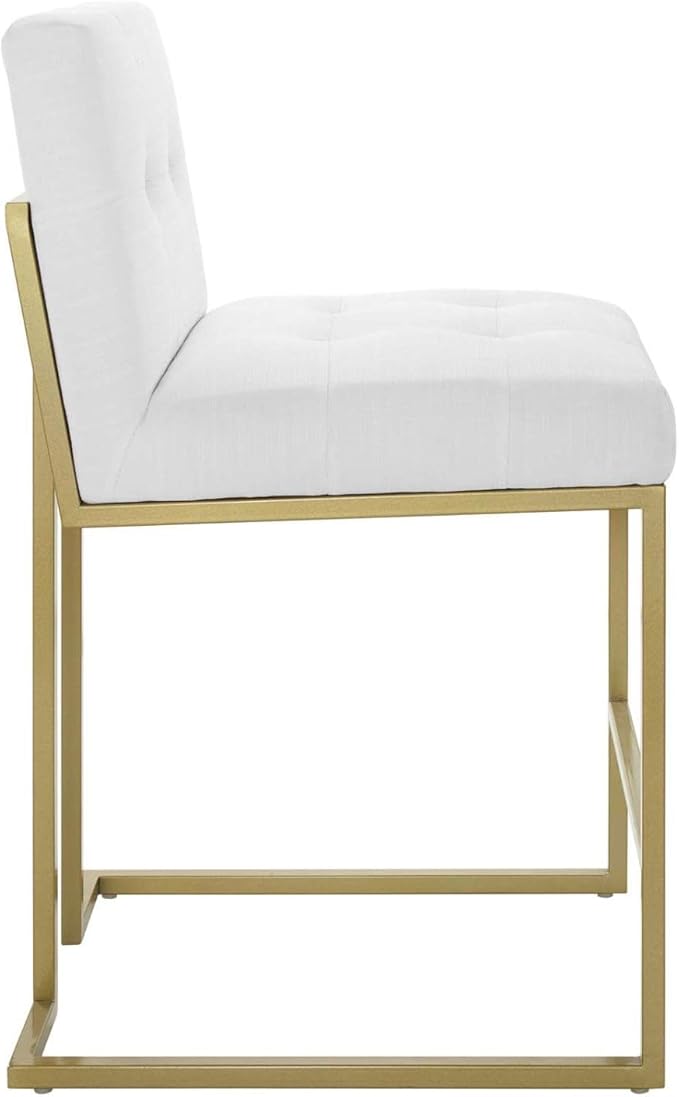 Modway EEI-3852 Privy Stainless Steel Upholstered Fabric Counter Stool, Gold White