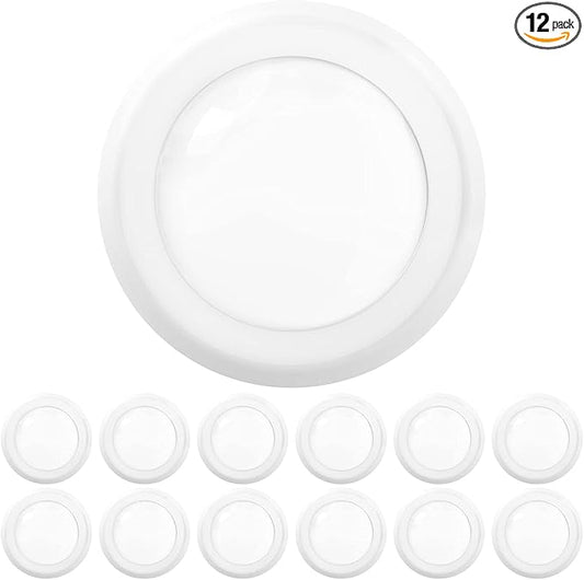 Sunco 12 Pack 5/6” LED Disk Lights Flush Mount Ceiling Light Fixture Recessed 4000K Cool White, 100W Equivalent 15W, 1050LM, Dimmable Low Profile Surface Mount ETL & Energy Star Listed