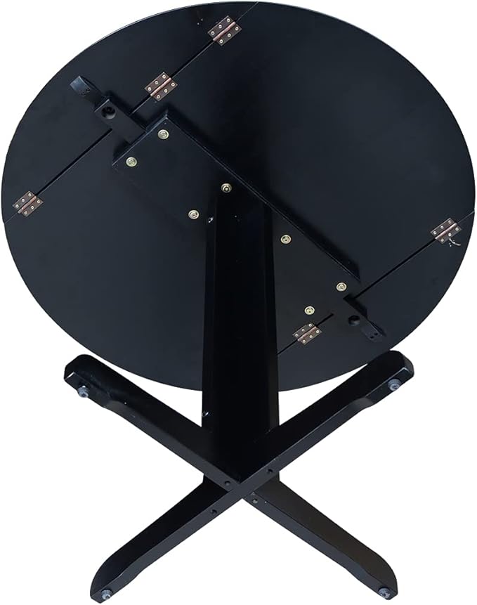 IC International Concepts, Dual Drop Leaf Table - 36", Solid Wood, Real Parawood, 36" W x 36" D x 30" H, Easy Assembly, Black
