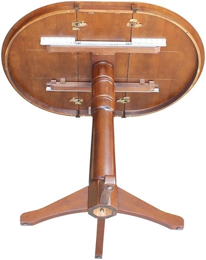 International Concepts 36" Round Top Pedestal Table with 12" Leaf-40.9" H-Dining, Counter, or Bar Height, Espresso