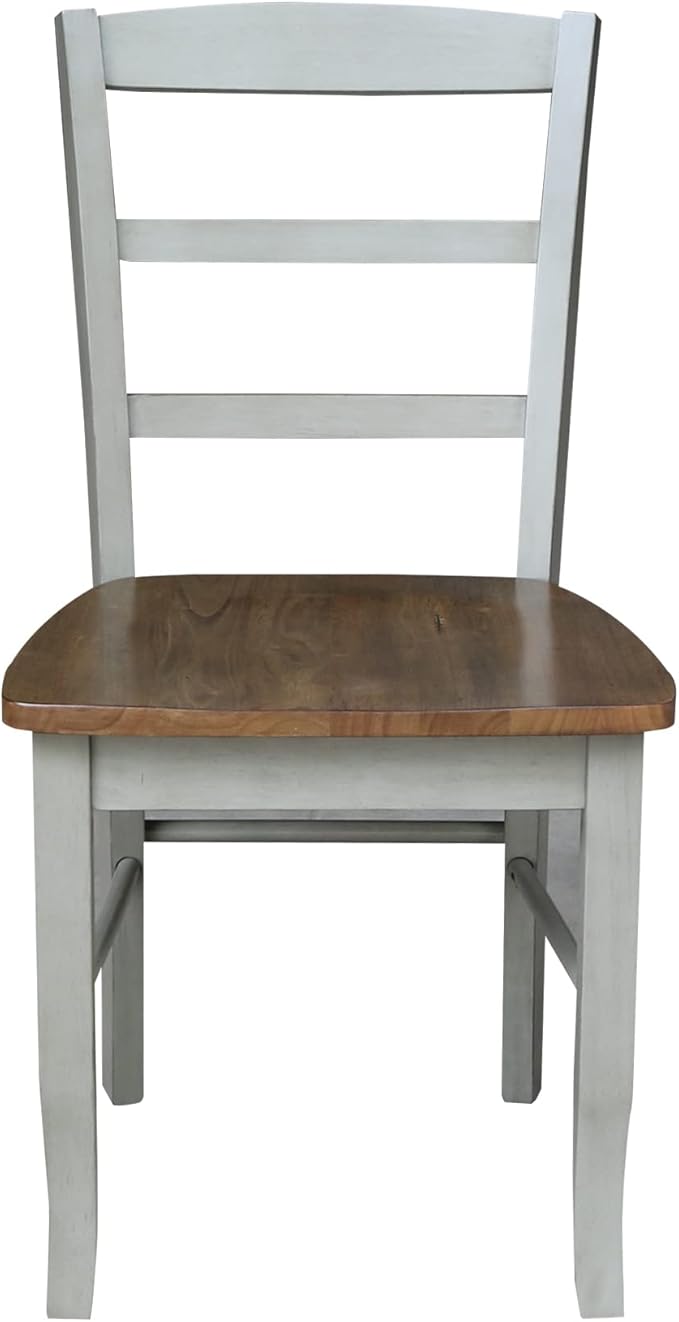 IC INTERNATIONAL CONCEPTS Set of 2 Solid Wood Madrid Ladderback Chairs in Distressed Hickory/Stone