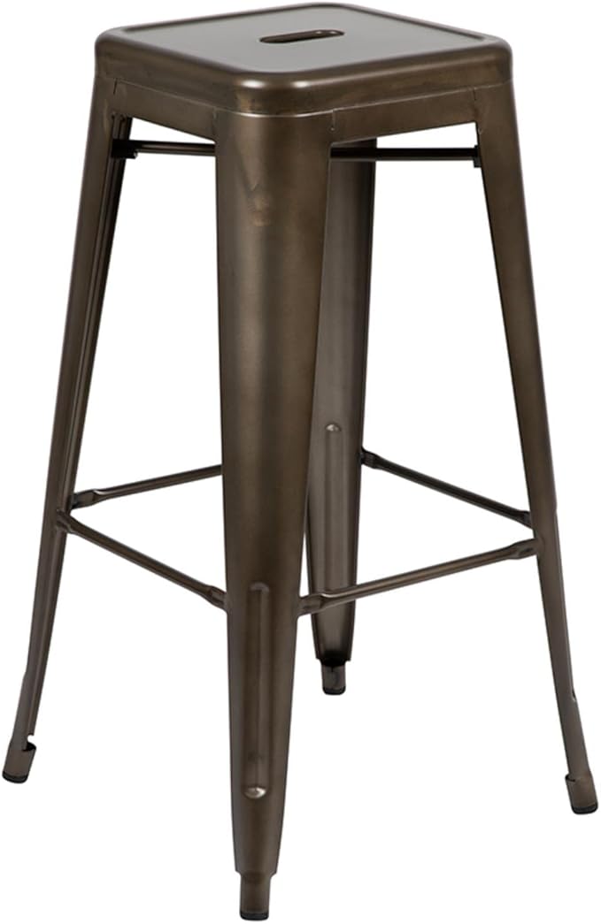 Flash Furniture Lily 30" High Metal Indoor Bar Stool in Gun Metal Gray - Stackable Set of 4