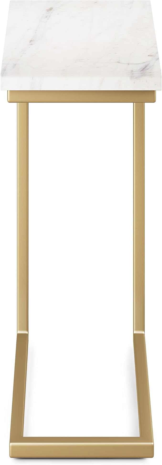 SIMPLIHOME Skyler Metal Table - 18" Wide x 24" High Solid Iron C-Side Table with Genuine White Marble Top in Gold, Contemporary Accent End Table for Living Room or Home Office with Slide-Under Design
