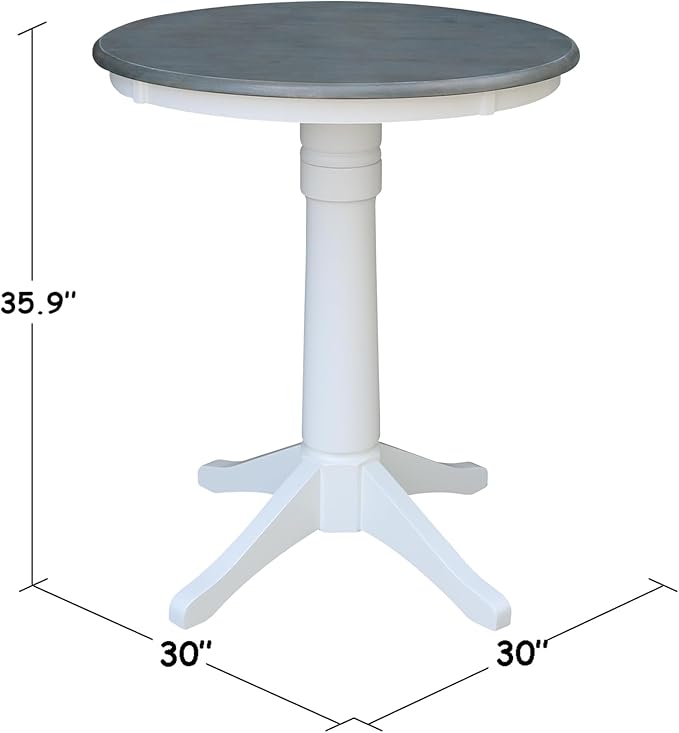 IC INTERNATIONAL CONCEPTS 30" Round Solid Wood Gray Table-Counter Height