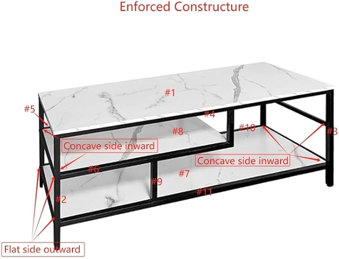 AT-VALY 3-Tier TV Stand Media Console Table with Open Shelving Storage for Living Room Bedroom 47inch for up to 55" TV