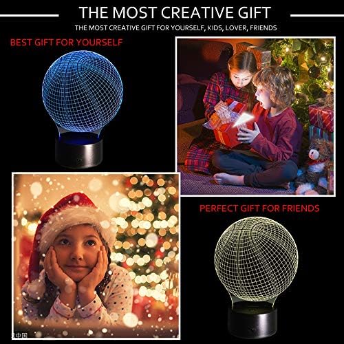 Ticent 3D Lamp Basketball Round Shape, 7 Color Changing Night Light Smart Touch Switch LED Lighting Creative Gift Toys Decorations