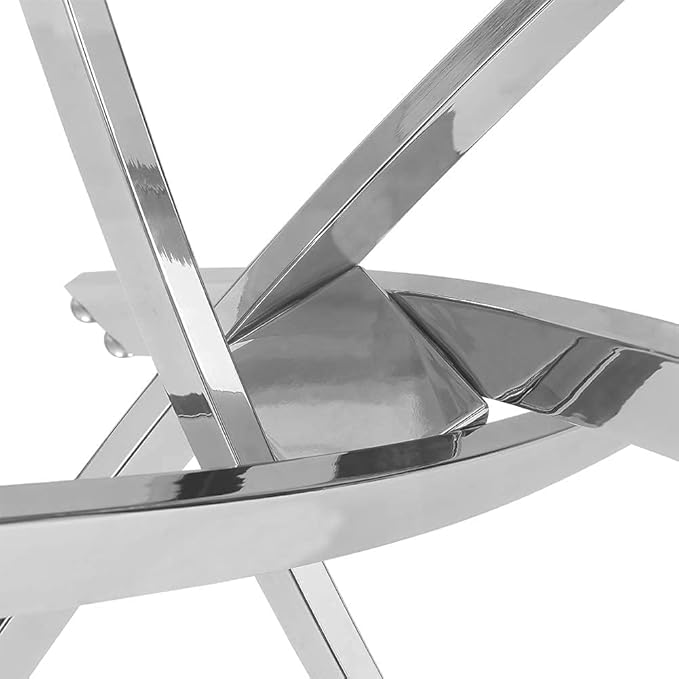 Tempered Glass Dining Table with Chromed Legs, 47in Rectangular Kitchen Table for Kitchen Dining Room Home Office (47.24 * 27.55, White/Silver)