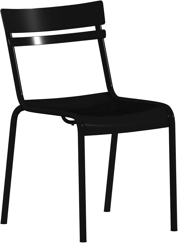 Flash Furniture Nash Commercial Grade Steel Stack Chair, Indoor-Outdoor Armless Chair with 2 Slat Back, Black