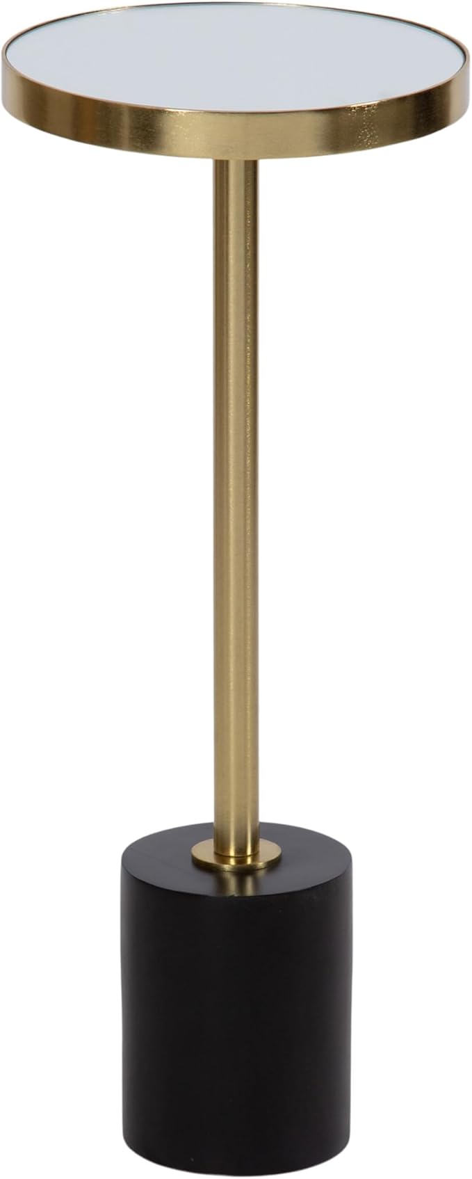 Kate and Laurel Hescott Modern Mirrored Drink Table; 10 x 10 x 24; Black and Gold; Glam Round Pedestal Table for Use as Plant Stand Indoors or Living Room Accent Table