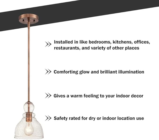 Ciata Lighting 1-Light Indoor Adjustable Mini Pendant - Washed Copper Indoor Pendant (2 Pack)