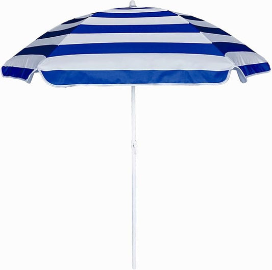 AMMSUN 5ft Seaside Umbrella for Sand and Water Table Sand Box - Kids Durable Umbrellas for children Beach Camping Garden Outdoor Play Shade (5ft Blue White)