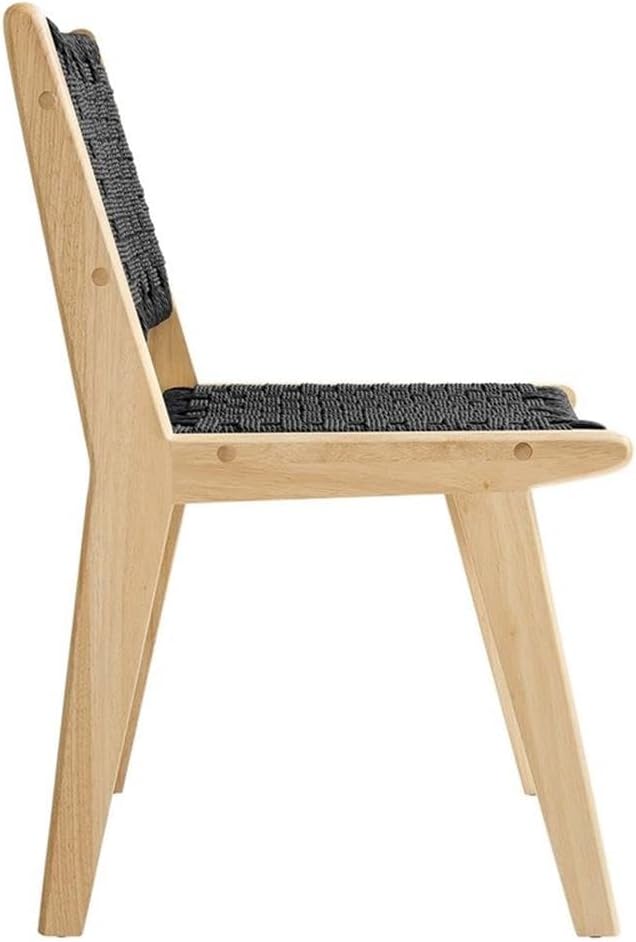 Modway Saoirse Faux Leather Wood Accent Lounge Chair in Natural Black