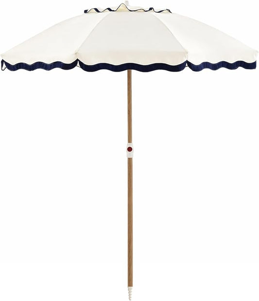 6FT Patio Beach Umbrella for Outdoor, UPF 50+ Sun Shade for Patio, Backyard, Garden, Pool and Beach, Tilt Adjustable, Portable, Harbour White
