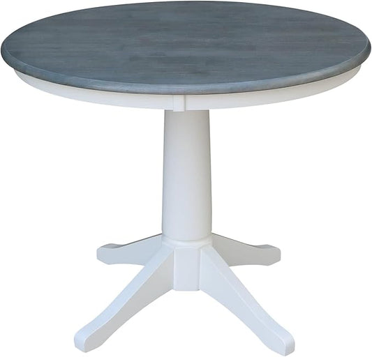 IC INTERNATIONAL CONCEPTS 36 in. Wood Dining Table with 4 Madrid Ladderback Chairs in White/Heather Gray