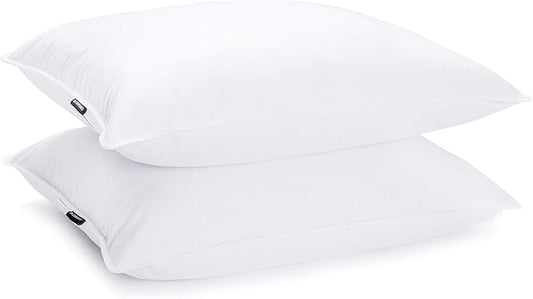 JA COMFORTS Duck Feather Down Bed Pillows for Sleeping(2 Packs)-King(20IN×36IN),High Filling Weight,600 Thread Count,Double-Layer Downproof Fabric Design,10% Duck Down,Cotton Cover,White