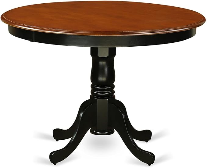 East West Furniture HLKE3-BCH-W 3 Piece Dining Room Furniture Set Contains a Round Dining Table with Pedestal and 2 Wood Seat Chairs, 42x42 Inch, Black & Cherry