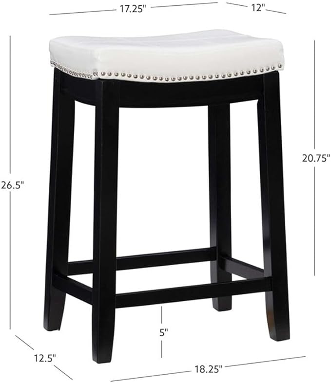 Linon Claridge Patches Counter Stool, 26-Inch, White