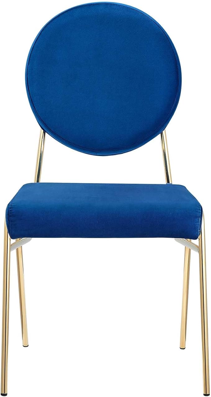 Modway Craft Performance Velvet Upholstered Side Dining Chair in Gold Navy