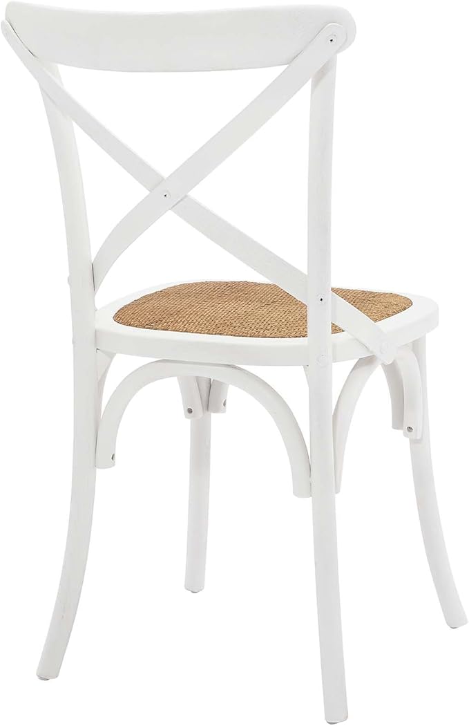 Modway Gear Rustic Modern Farmhouse Elm Wood Rattan Dining Chair in White