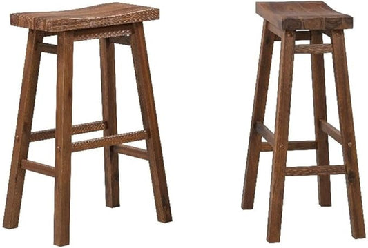 Boraam Sonoma Backless Saddle Kitchen Bar Stool - Chestnut Wire-Brush - Set of 2