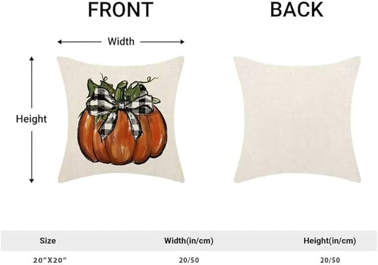 BETGINY Fall Pillow Covers 20X20 Inch Set of 2 Buffalo Plaid Fall Pumpkin Throw Pillow Covers Fall Decor Autumn Decorative Throw Pillow Cover Thanksgiving Decorations for Sofa Couch Home
