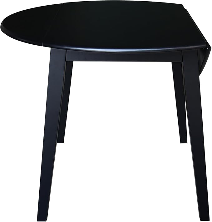 IC INTERNATIONAL CONCEPTS 42" Round Solid Wood Dual Drop Leaf Table in Black